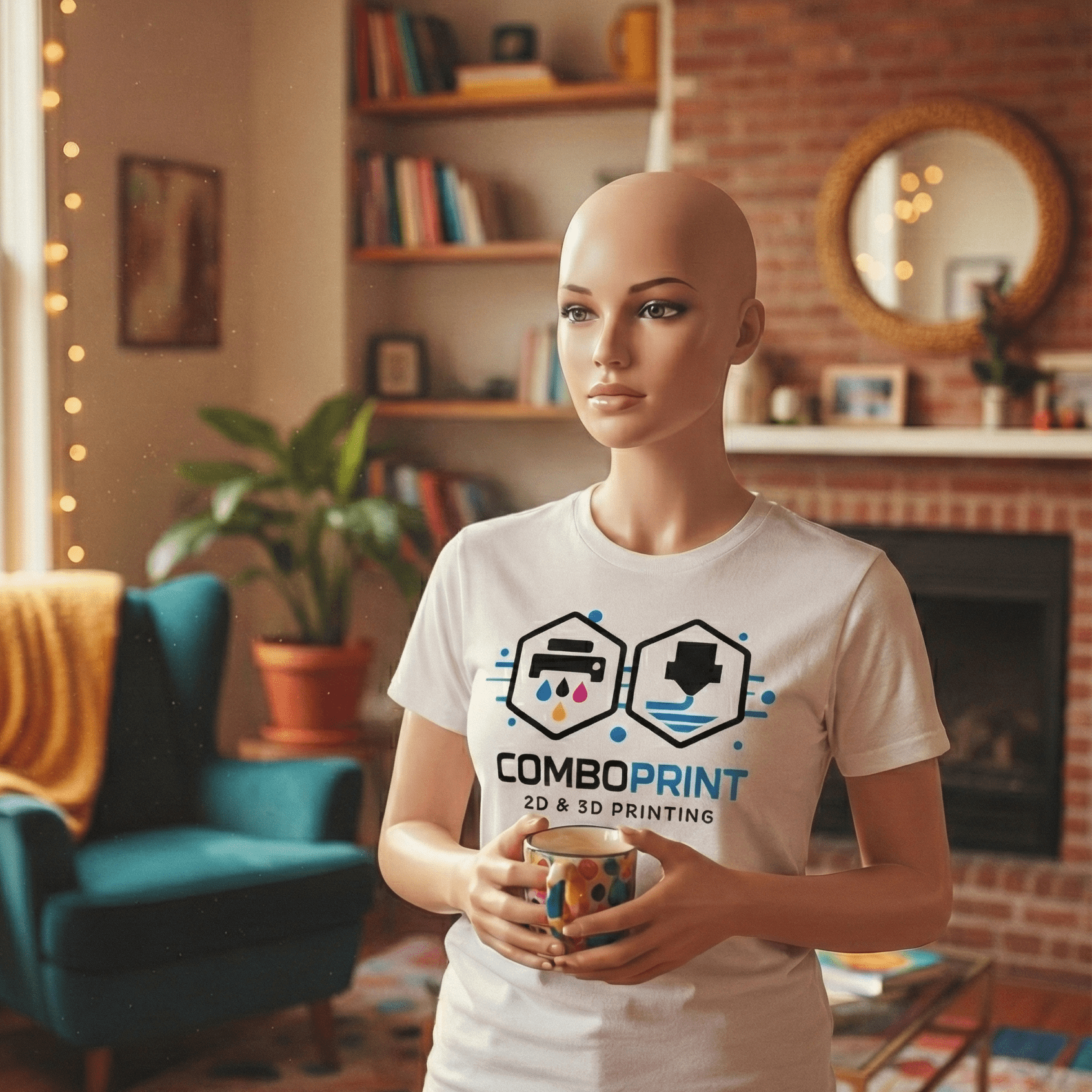 T-shirt met DTF-bedrukking op mannequin