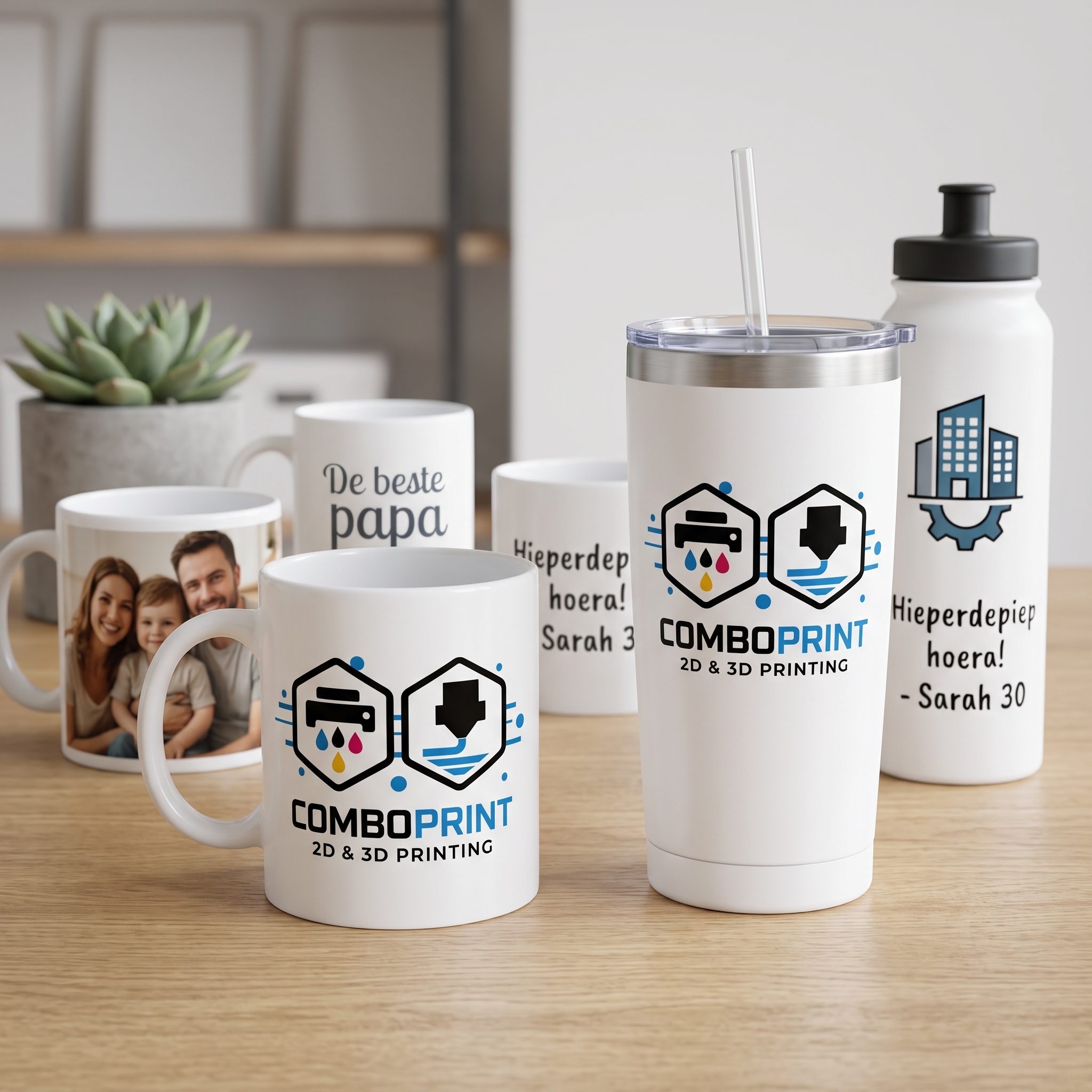Gepersonaliseerde mokken, tumbler en drinkfles met sublimatieprints