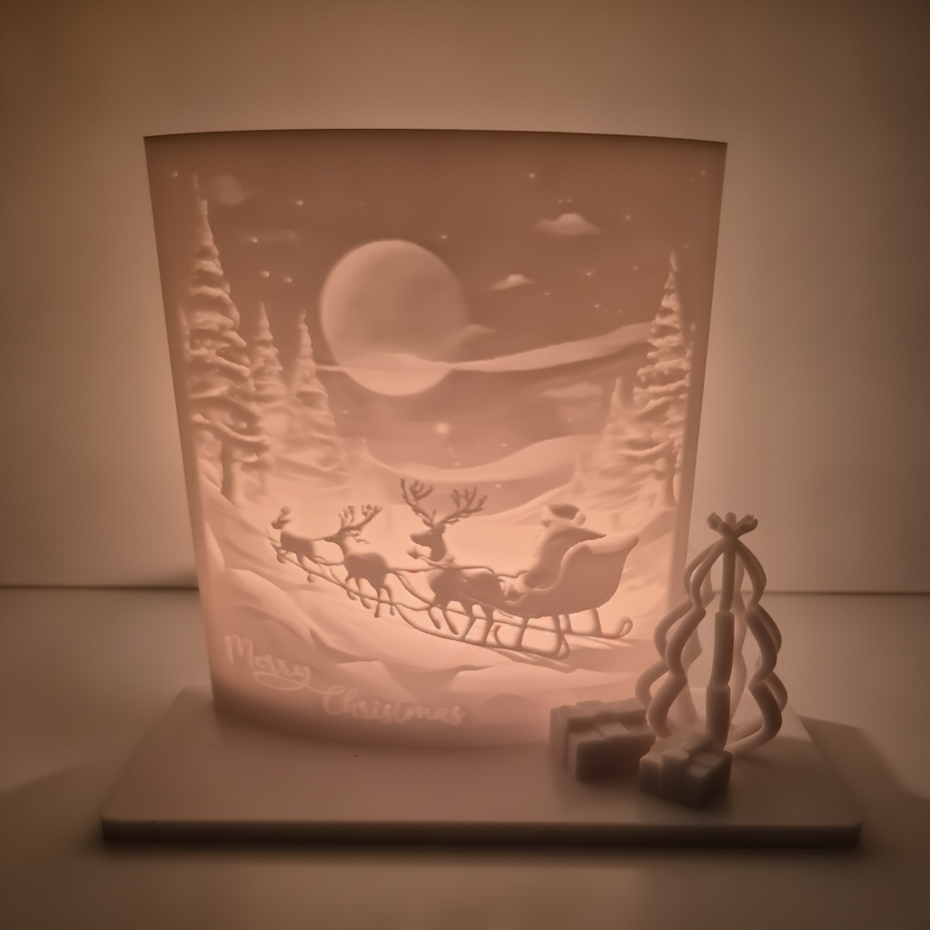 3D-geprinte lithofanie met kerstthema